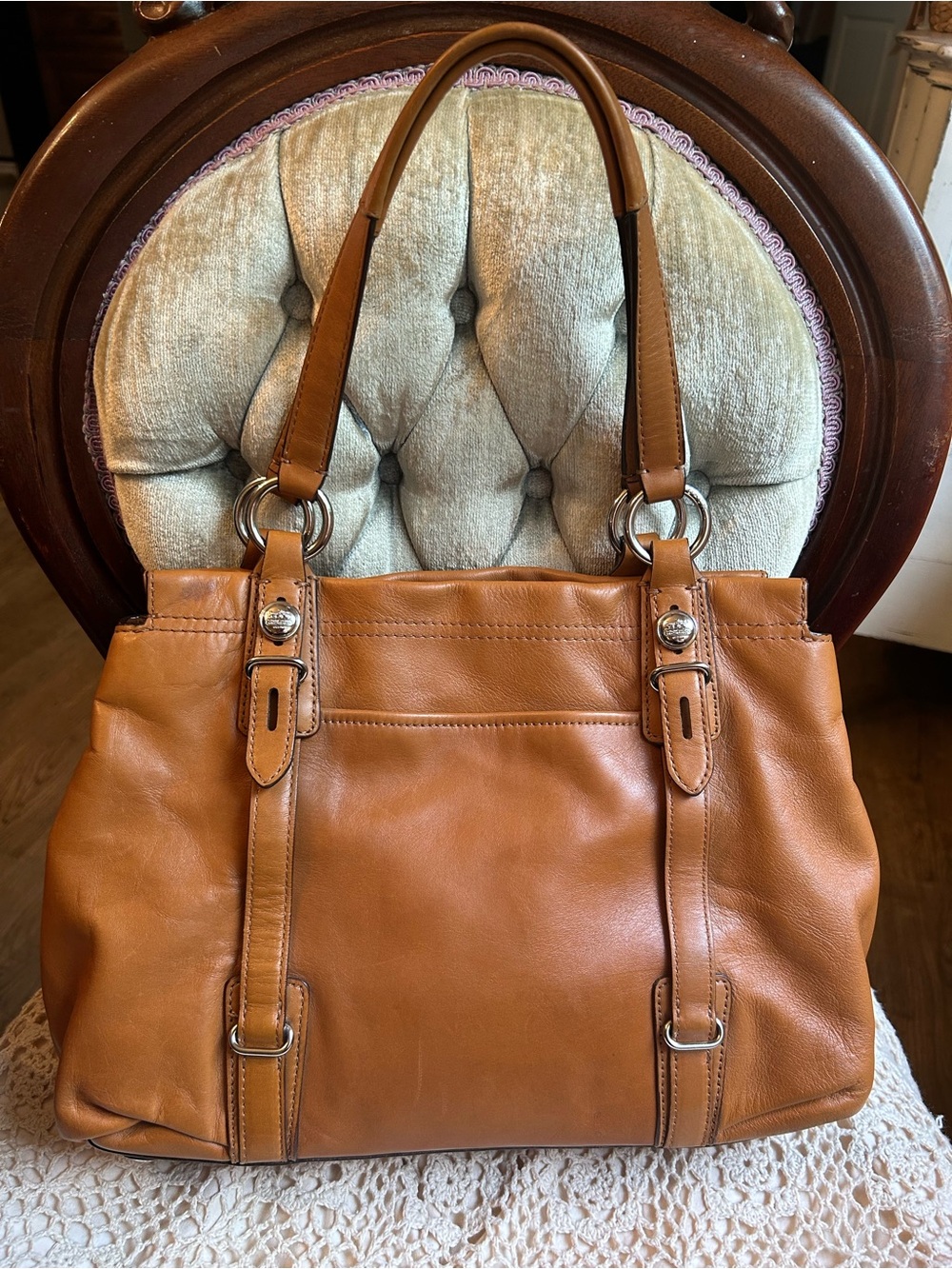 Coach  Madison Mia Caramel Leather Shoulder Bag with Silver Hardware - Picture 2 of 11